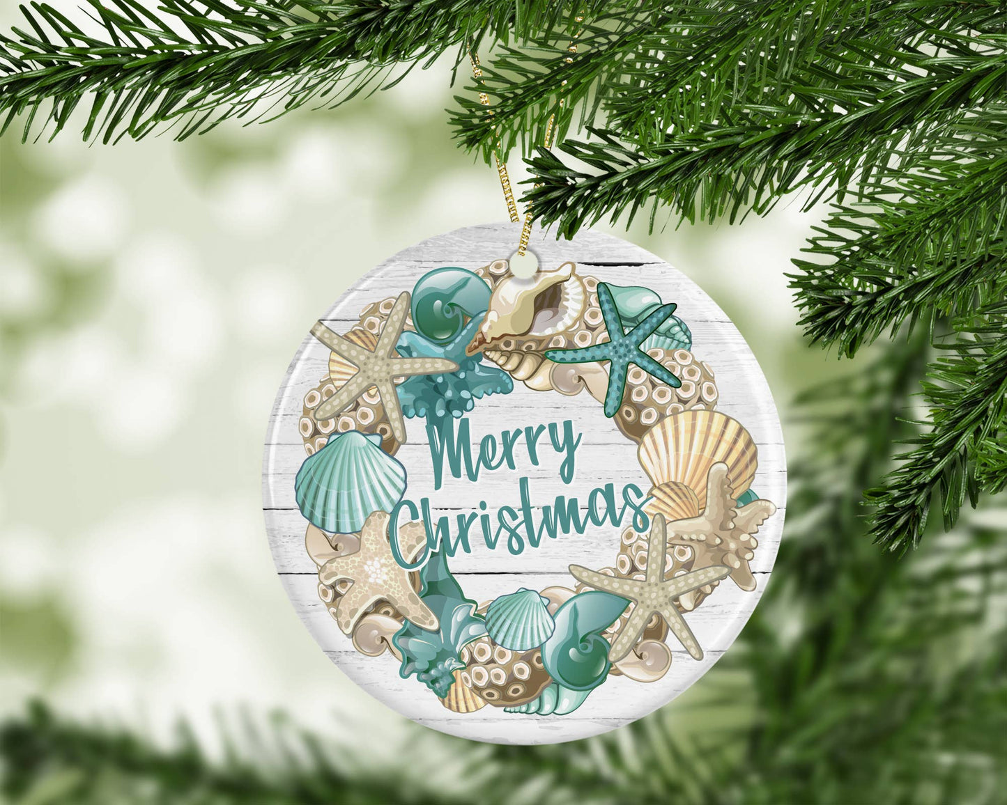Merry Christmas Beach Ornament