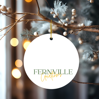 Starry Night Teal & Gold Celestial Keepsake Ornament: One Side Only (Fernville logo on back)