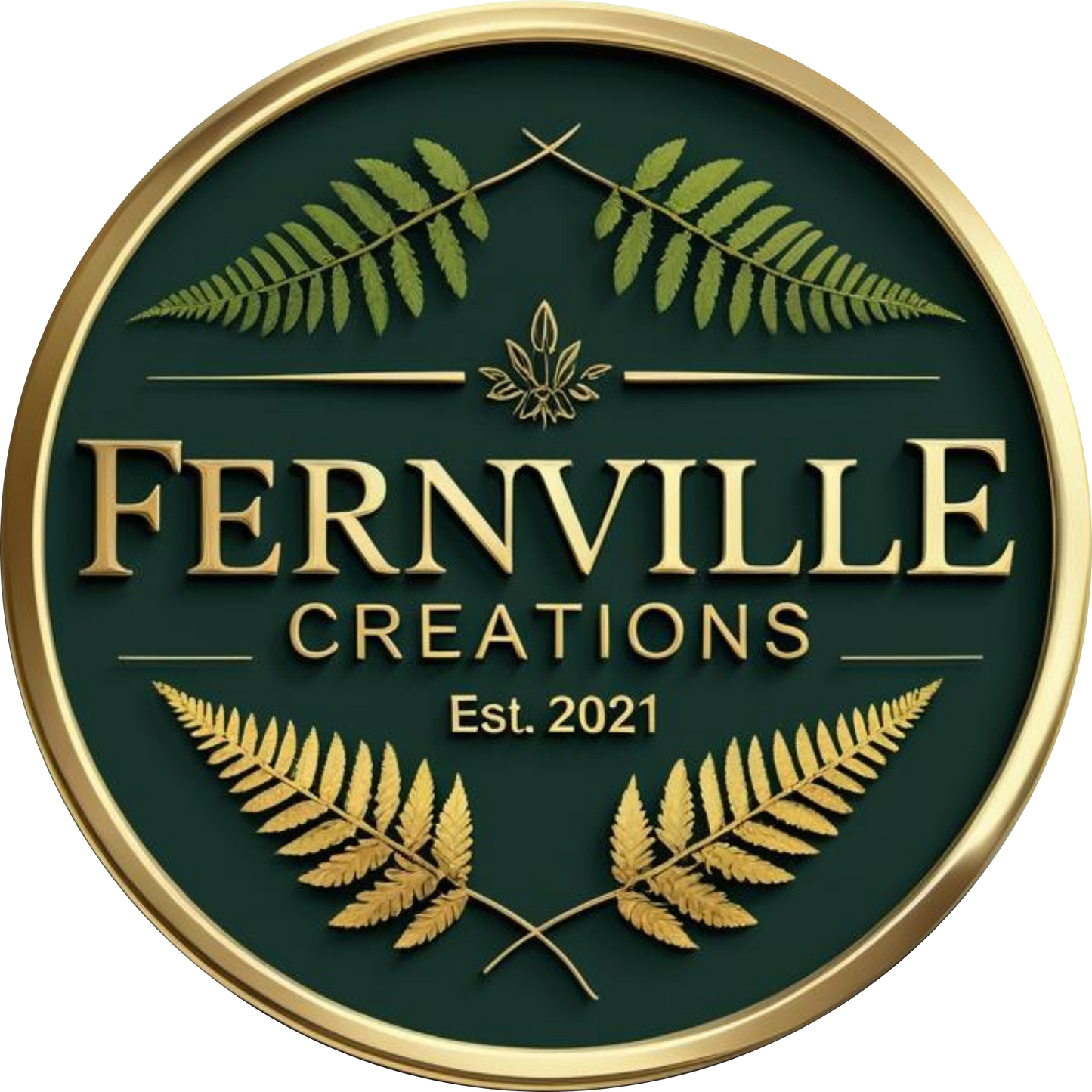 Starry Night Teal & Gold Celestial Keepsake Ornament: One Side Only (Fernville logo on back)