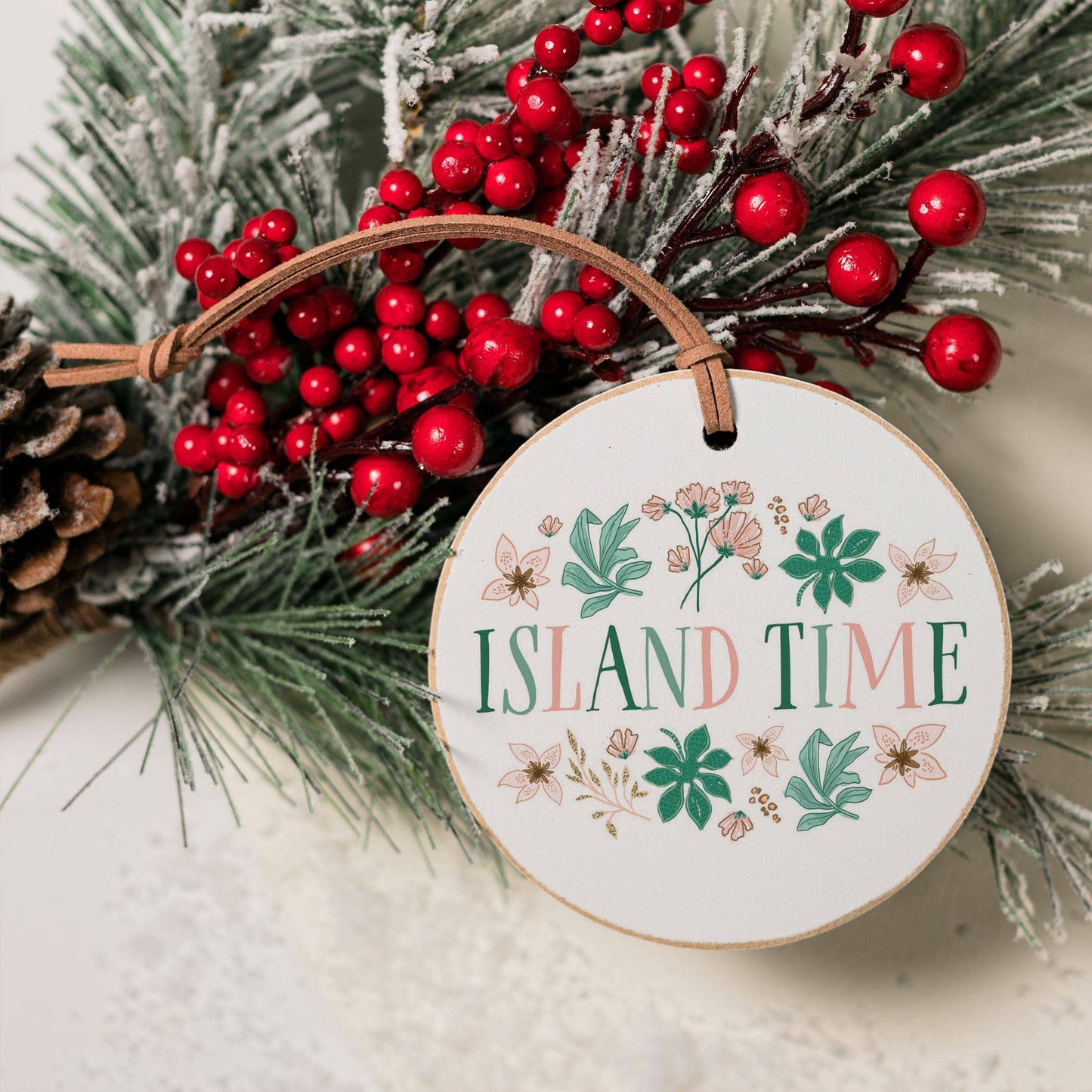4" Round Ornament-Lush Tropics Island Time