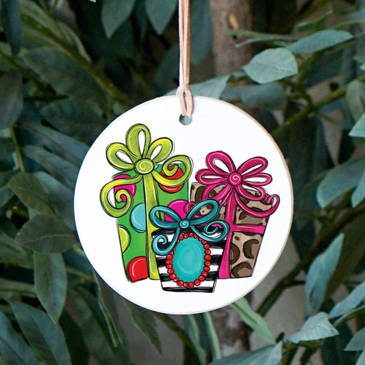 Christmas Ornaments, Ornaments, Decor, Three Gifts 4"