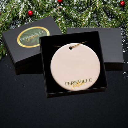 Starry Night Teal & Gold Celestial Keepsake Ornament: One Side Only (Fernville logo on back)
