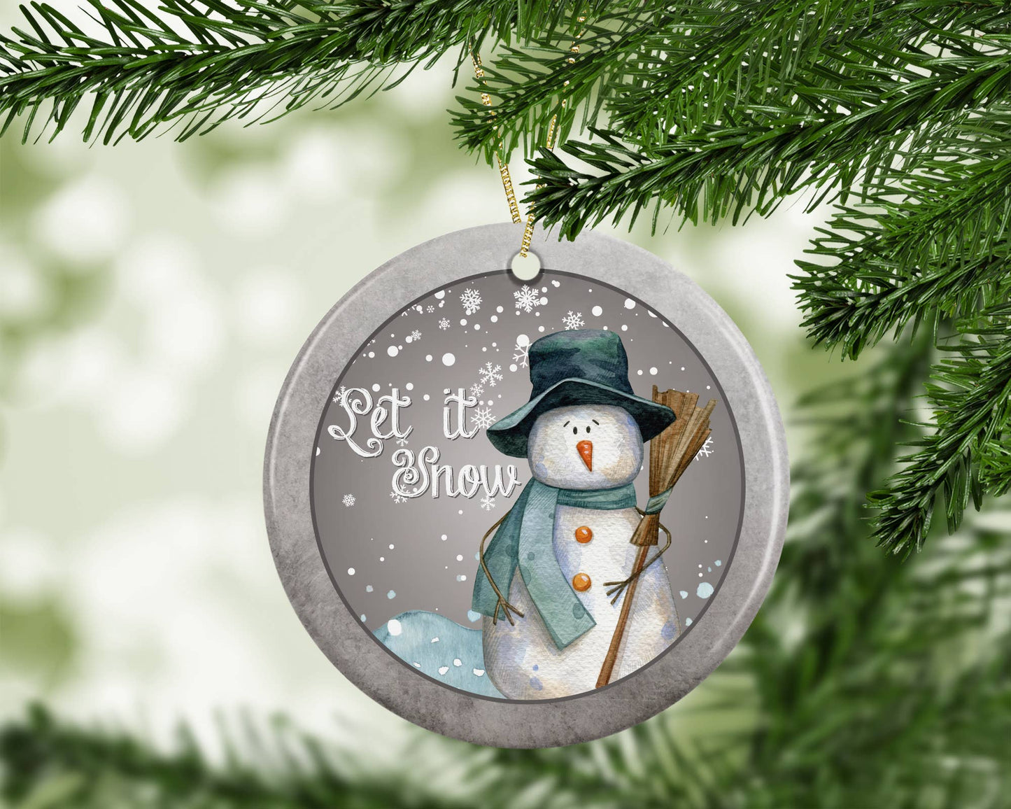 Grey Snowman Ornament